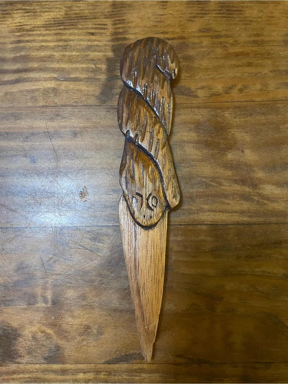Vintage Hand-Carved Wooden Snake Letter Opener - Honduras